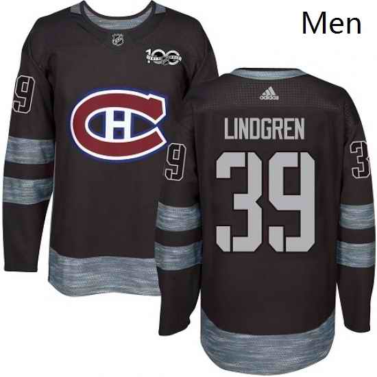 Mens Adidas Montreal Canadiens 39 Charlie Lindgren Premier Black 1917 2017 100th Anniversary NHL Jersey